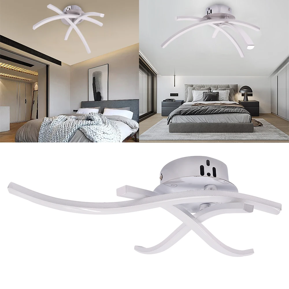 $12.88 LED Ceiling Lights for Bedroom Living Room 24W 18W 12W Modern Pendant Ceiling Lamps AC85-265V Curved Design Ceiling Lighting