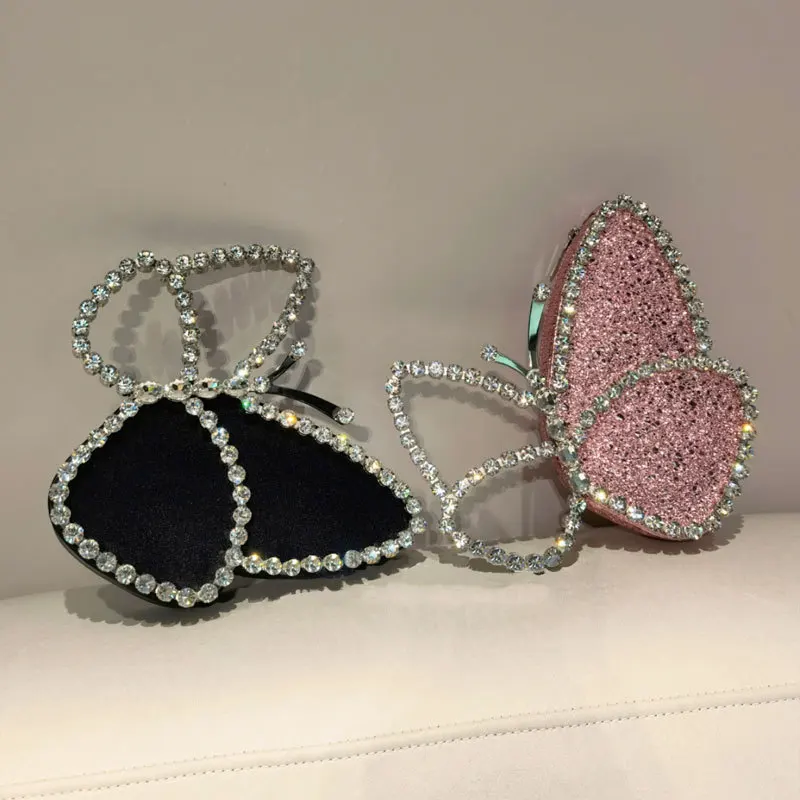 Women Clutch Bag Rhinestone Butterfly Design Purses Shaped Evening Bags Party Purse Wedding Bag Female Fashion  Brand Clutches