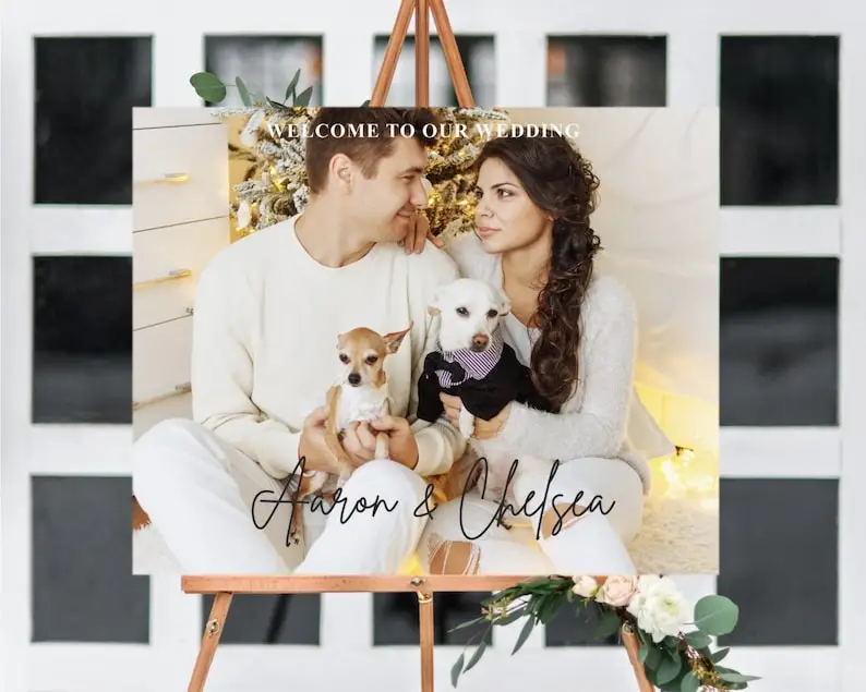 Свадебный знак приветствия с фотографией Добро пожаловать в наш свадебный
