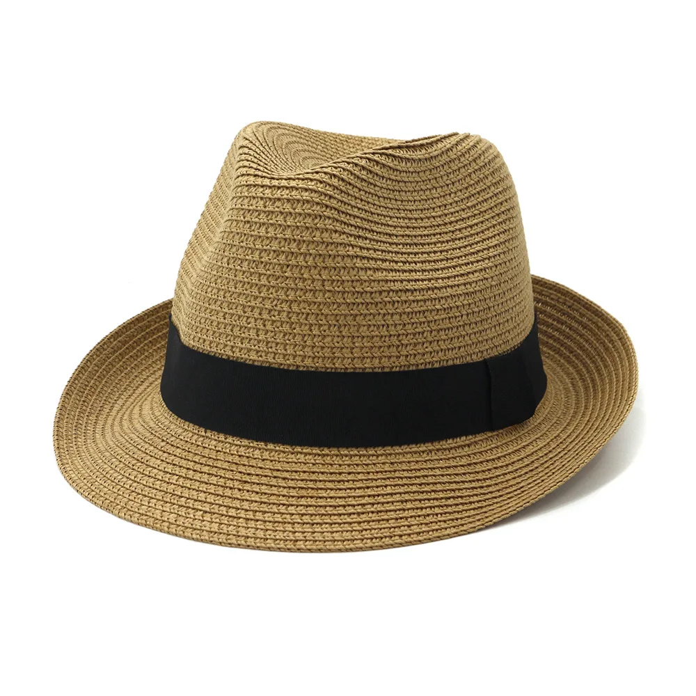 

Men's New Outdoor Beach Travel Sun Visor Sun Hat in Spring and Summer British Style Jazz Panama Straw Hat Casual Solid Hat