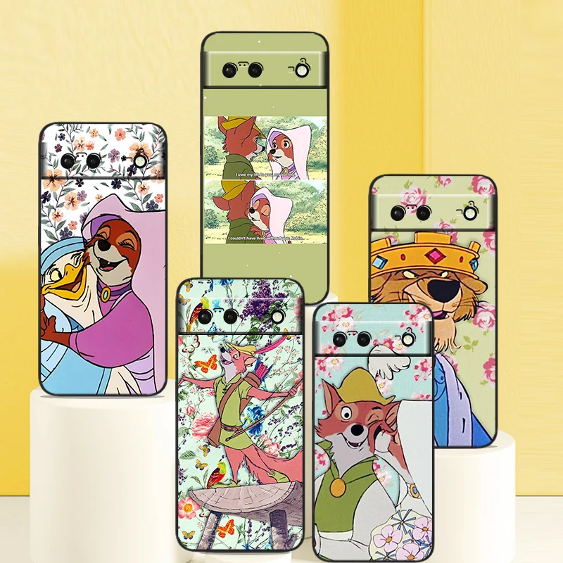 

Phone Case For Google Pixel 7 6 Pro 6A 5A 5 4 4A XL 5G Black Shell Soft Cover Robin Hood Disney Marianne Fundas Coque Capa