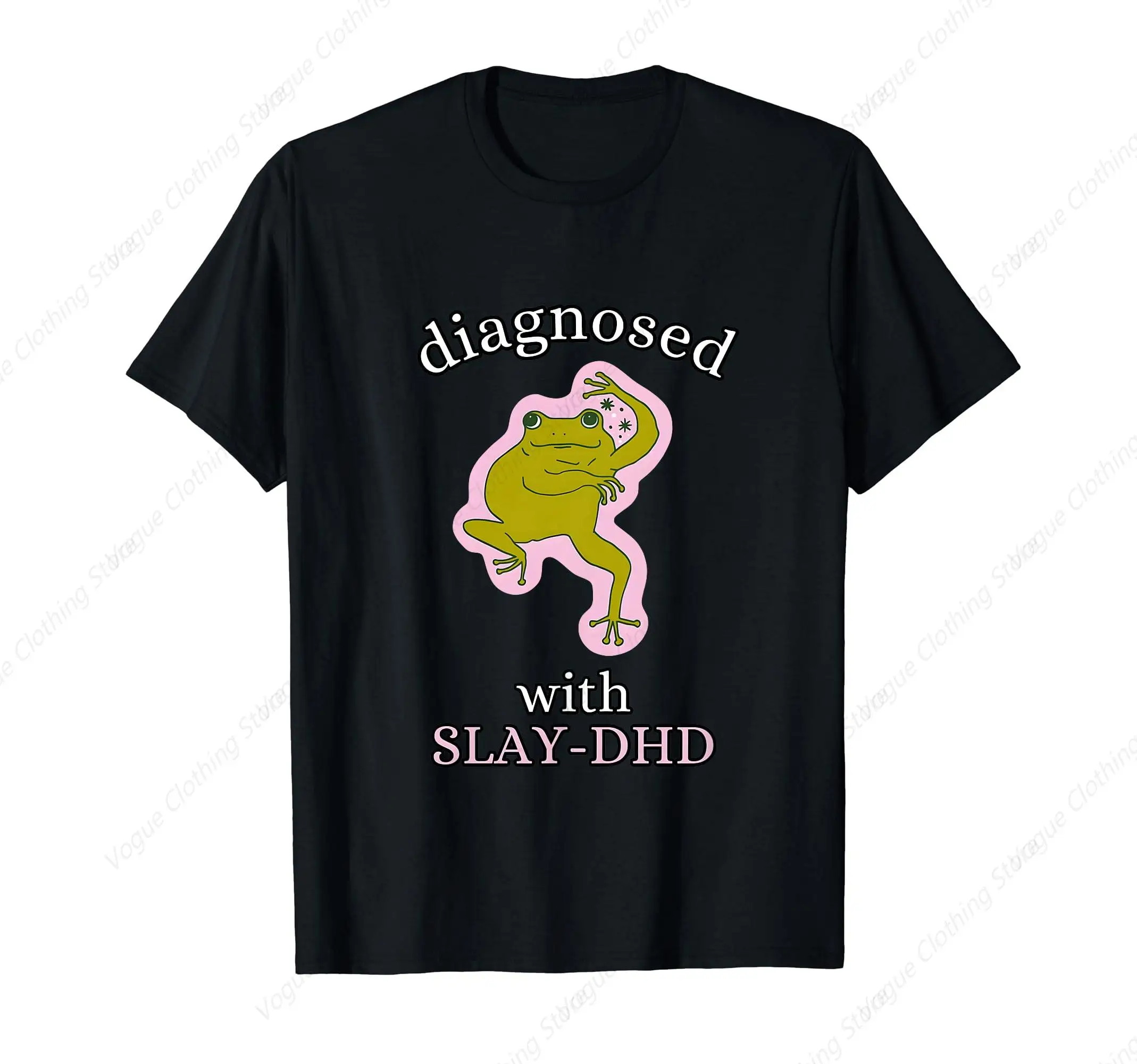 Забавная футболка с надписью Slay-Dhd Adhd Frog Meme Silly Pun мягкая хлопковая одежда
