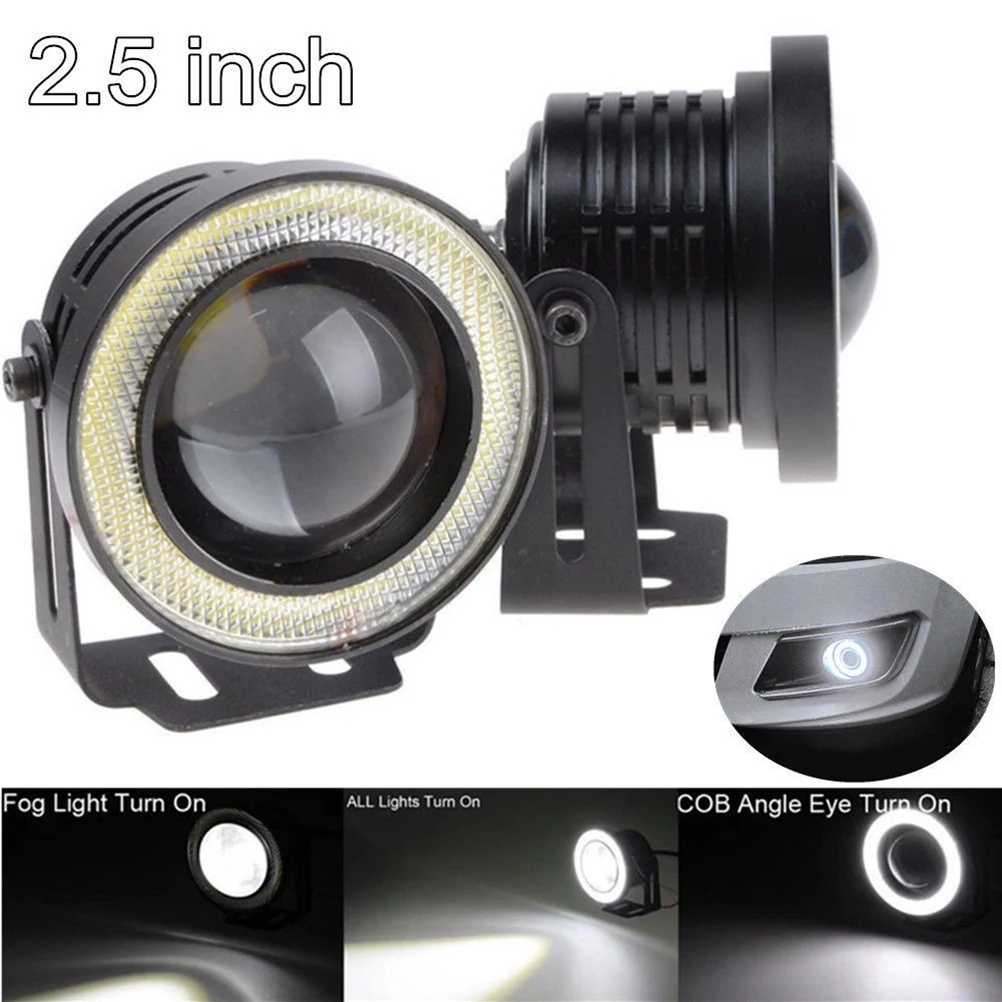 

1pcs 2.5" Angel Eyes LED Fog Light Car SUV Universal White Driving Head Lamp 12V