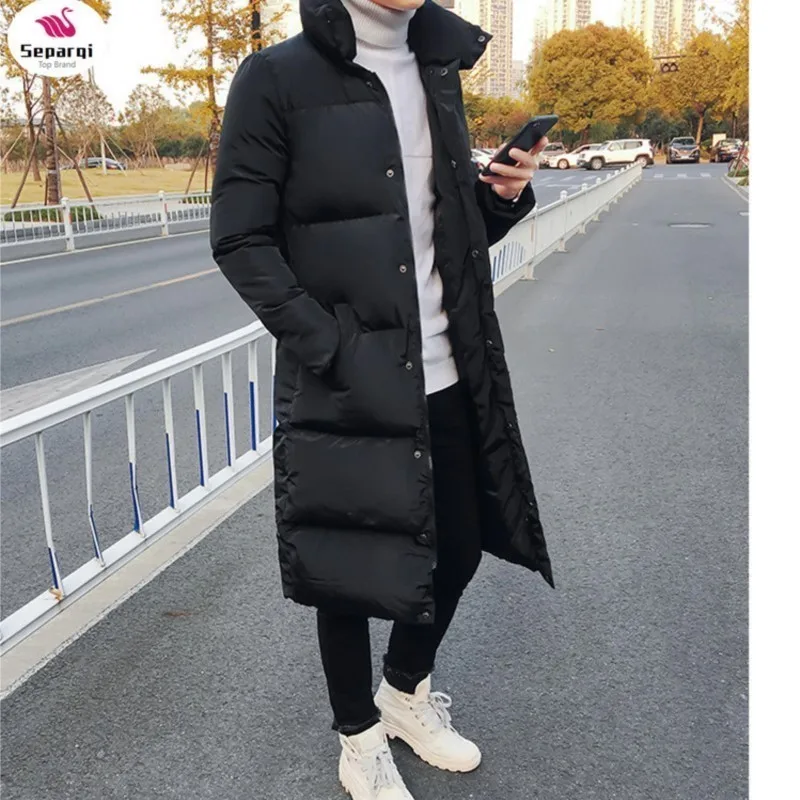 

SEPAQI Mens Long Down Jacket Coat Luxury Brand Winter Solid Black Parkas Men 4XL Thick Warm Slim Fit Male Overcoat