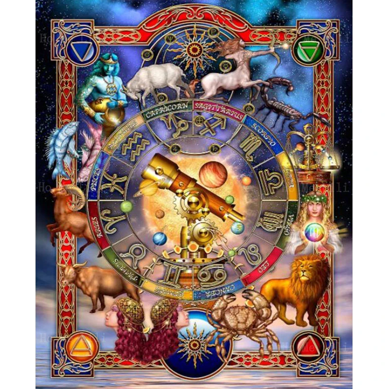 

Сказочный Зодиак Животные миф узор астрологический знак галактика зодиакальный холст настенное искусство от Ho Me Lili для декора гостиной