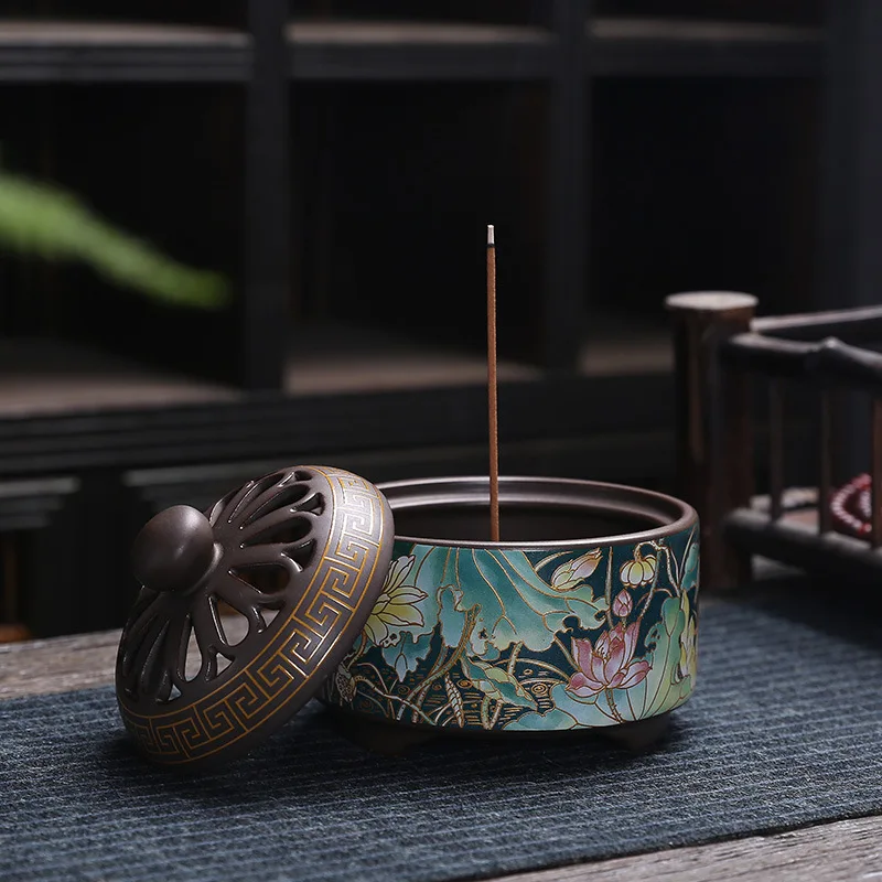 

Antique Cloisonne Incense Burner Handicraft Ornaments Creative Home Incense Incense Enamel Color Plate Incense Burner