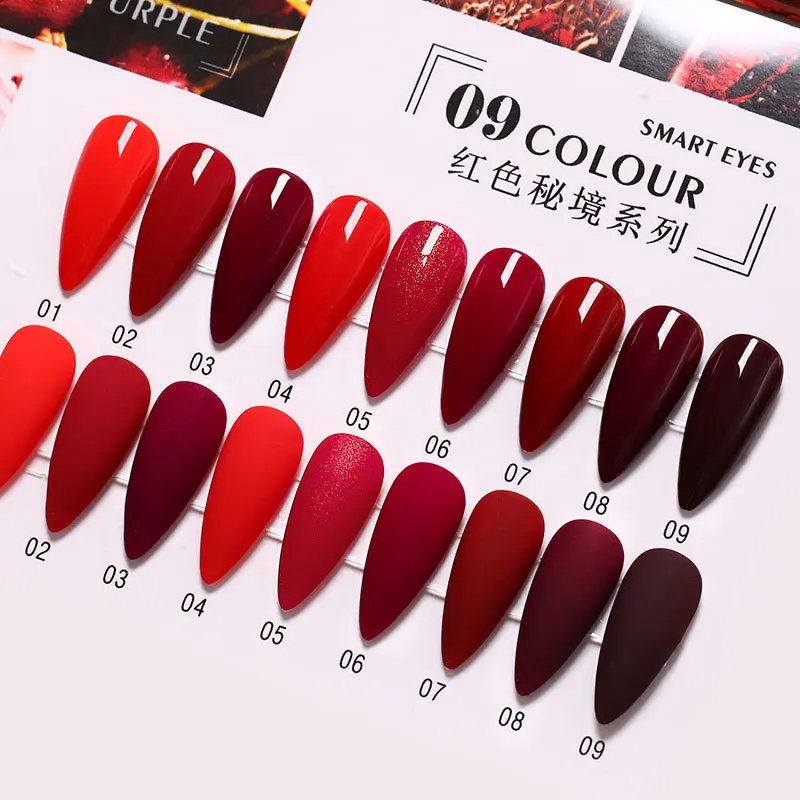 

9 Colors Wine Red Gel Nail Polish 8ml Soak Off Uv Led Semi Permanent Varnish Gel for Manicure Nail Art Gel Polish Dark Lacquer