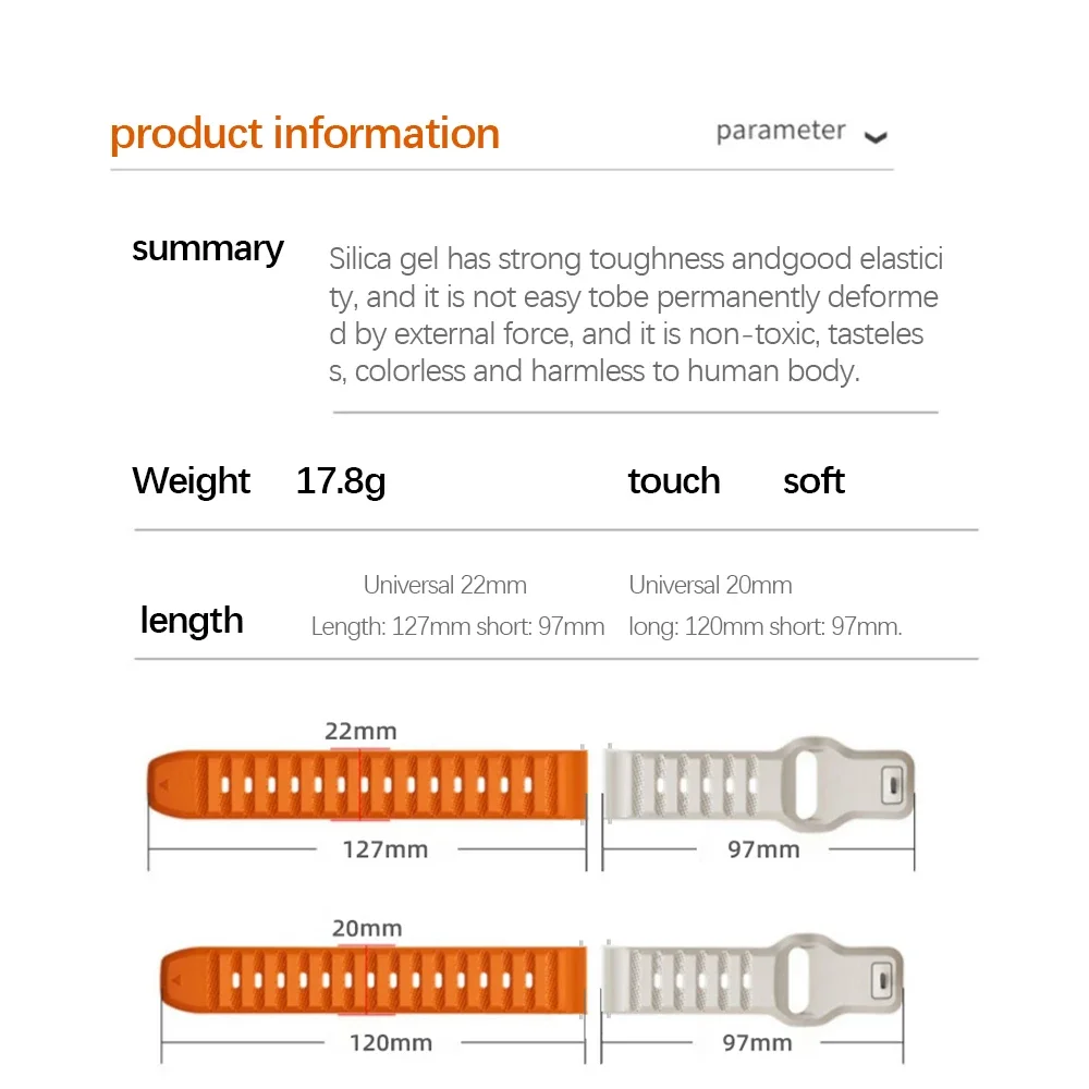 20mm 22mm Watch Strap For Smasung Galaxy Watch 5/Pro/4/Classic/Active 2 Silicone Bracelet Huawei Watch 4 3 GT 2 Pro/Amazfit GTR