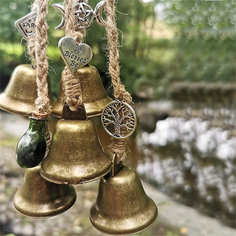 

Small Bell Pendant Hanging Ornament Decoration Party Home Decor Craft Wind Chimes Vintage Brass Lanyard Pendants Copper Doorbell