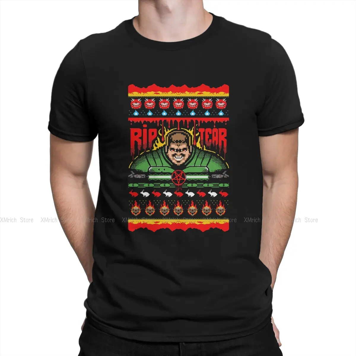 

Ugly Sweater Rip and Tear Hip Hop TShirt Doom Eternal Slayer Hell Doomguy Seraphim Game Leisure T Shirt Newest T-shirt For Men