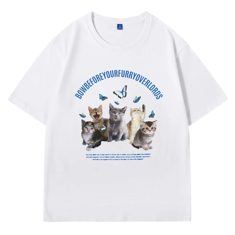 Футболка Мужская/женская оверсайз с рисунком кошки и забавного котёнка модная