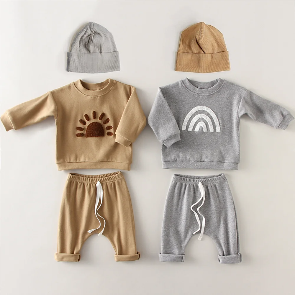 Fashion Baby Clothes Set Spring Toddler Baby Boy Girl Casual Tops Sweater + Loose Trouser 2pcs Newborn Baby Boy Clothing Outfits