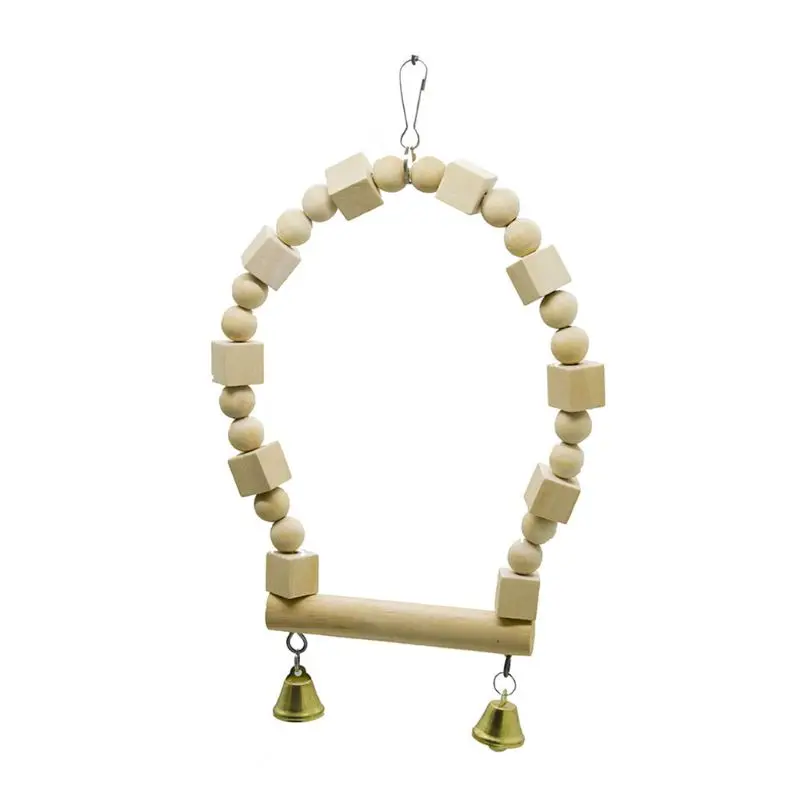 

Wooden Bird Swing Perch Parrot Hanging Toy for Small Sized Birds