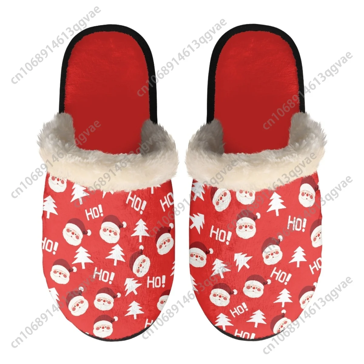 Рождественский черный кот в шляпе Санта-Клауса тапочки HoHo мужские и женские