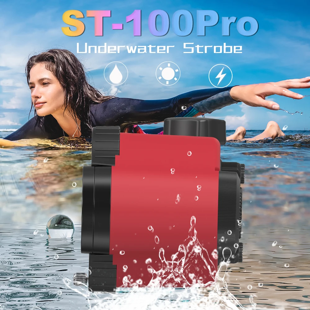 

Seafrogs ST-100 Pro Waterproof Flash Strobe 5500K For Sony Canon Fujifilm Nikon Underwater Camera Housings Diving Case