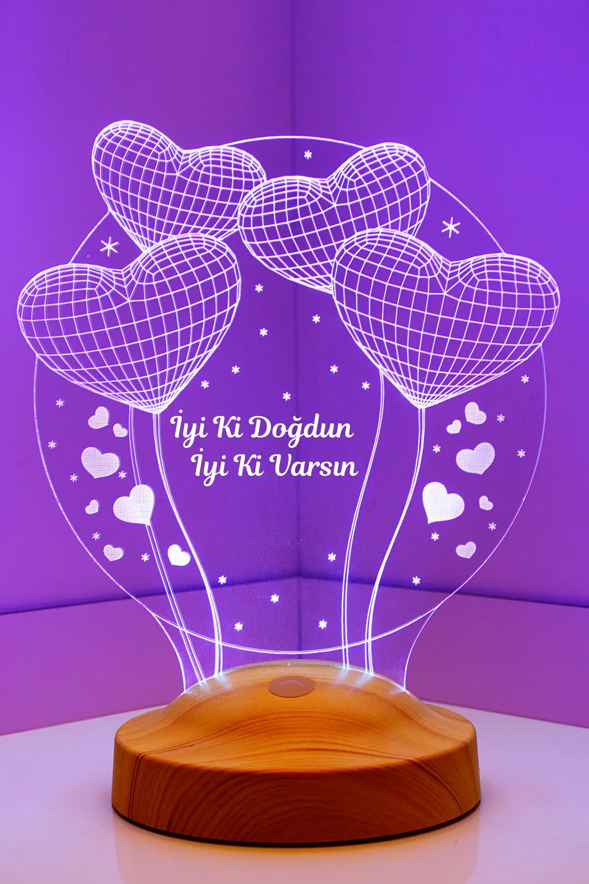 

3d happy birthday gift 3d balloon hearts sphere Led lamp personalized design custom design
