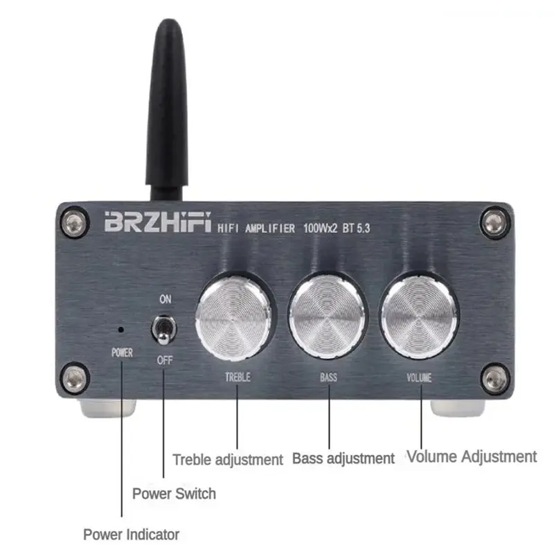 Цифровой усилитель мощности BRZHIFI HIFI Bluetooth 5.3, 100 Вт x 2, версия для дома и автомобиля, DIY стереоусилитель Hi-Fi (блок питания не входит в комплект) (art.: 3920dbc3bc064) - 3920dbc3bc064