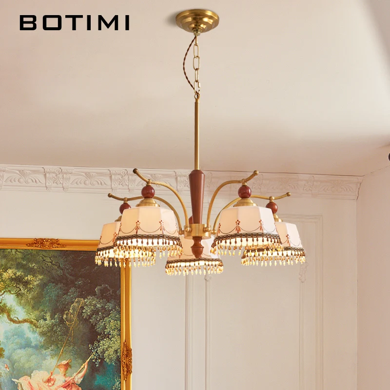 BOTIMI французская медная люстра с керамическими абажурами для жизни в стиле ретро