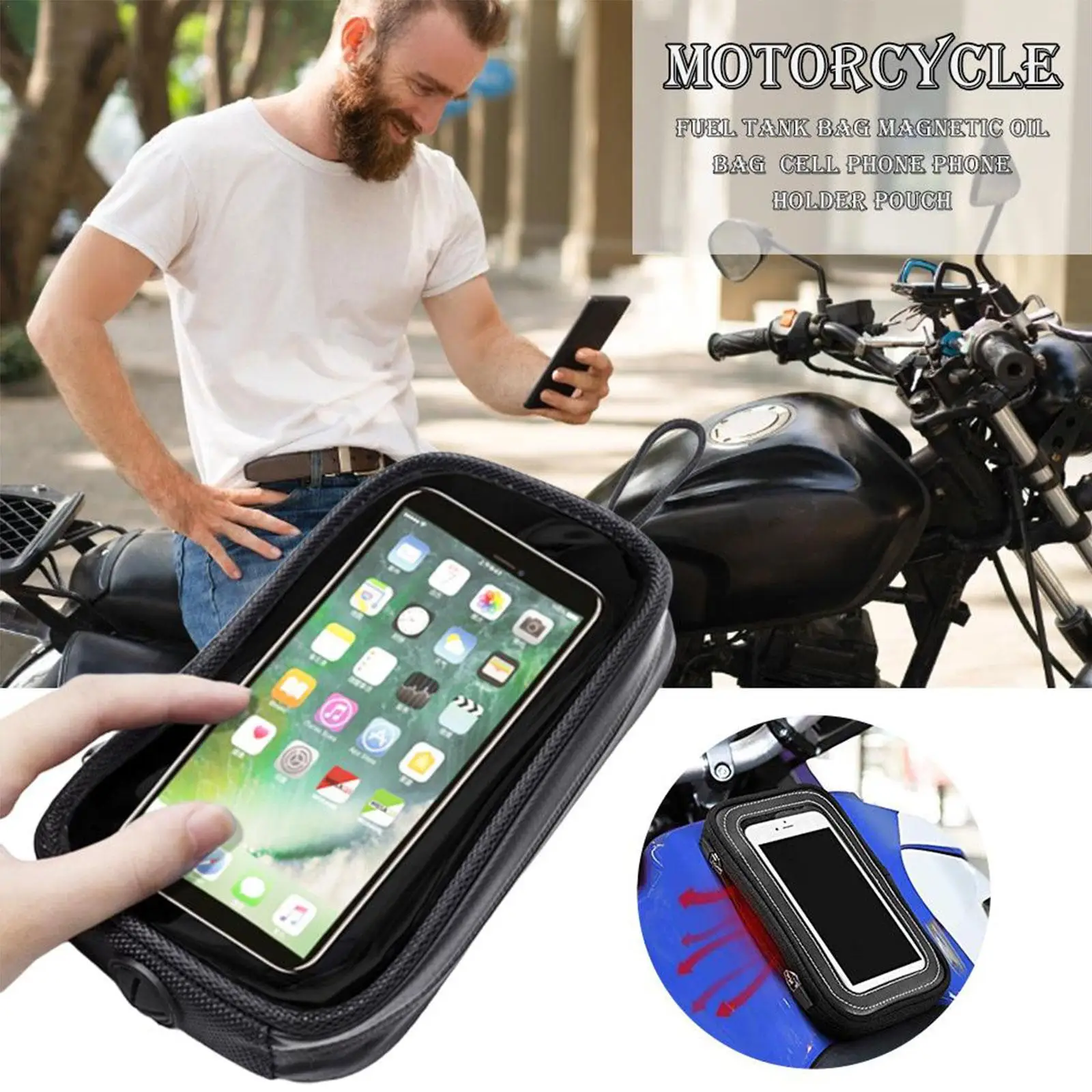

Motorcycle Fuel Tank Bag Fuel Tank Transparent Bag Phone Seat Bag Cell Holder Pouch Waterproof Motorcycle Holder Case Bag
