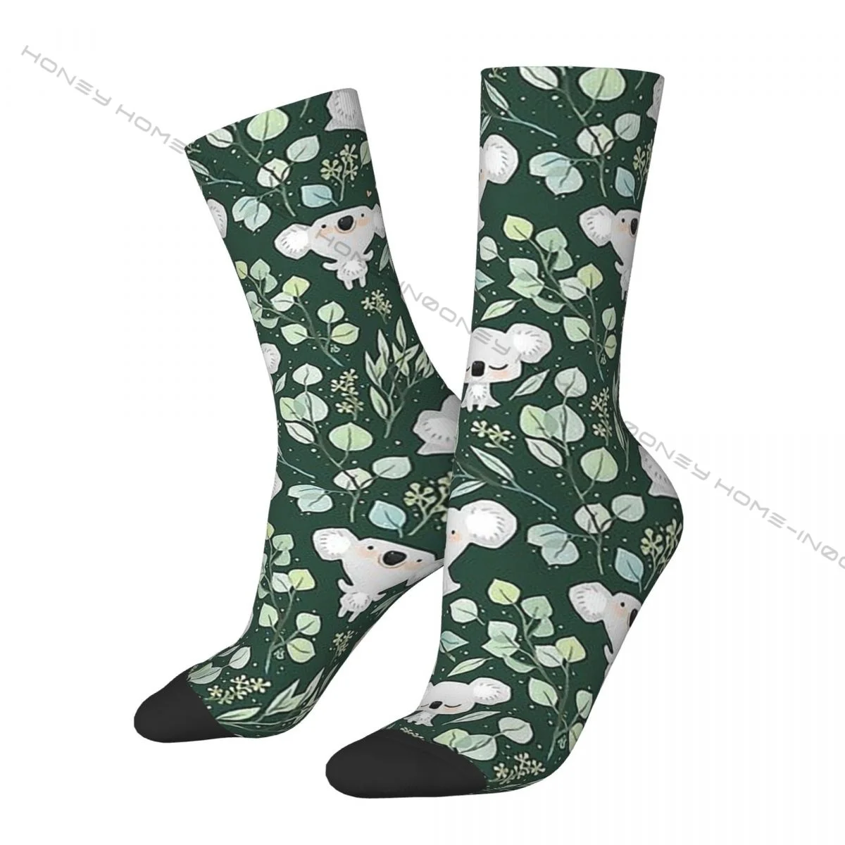 

Funny Crazy Sock for Men Koala And Eucalyptus Pattern Harajuku Chibi Mini Seamless Pattern Printed Boys Crew Sock Novelty Gift