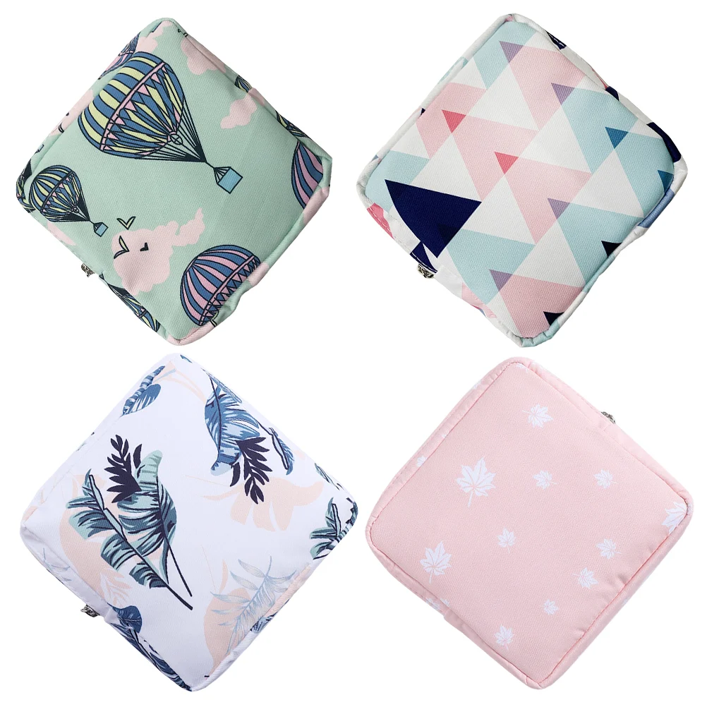 

4 Pcs Decor Sanitary Napkin Storage Bag Practical Period Pouch Decorate Pads Cotton Driving License Holder Menstrual Girl