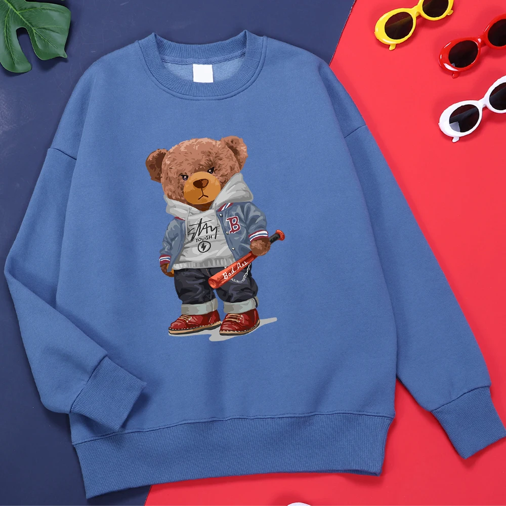 

Street Baseball Teddy Bear Boy Tracksuit Male Harajuku Hip Hop Streetwears Outdoor Loose Sweatshirts Classic Oversized Clothing