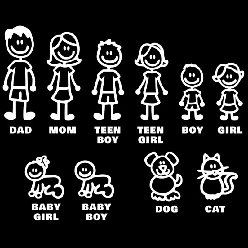 

Автомобильные наклейки, индивидуальные семейные забавные наклейки для собак, кошек, маленьких детей, декоративные наклейки для автомобиля, мотоцикла, водонепроницаемые ПВХ, 20 см * 15 см