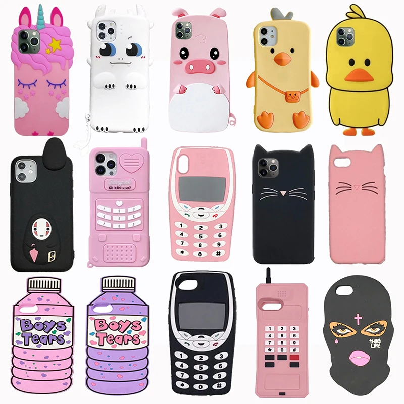 

3D Cartoon Cat Pig ice Cream Fashionable Soft Silicone Phone Cover Case For iPhone 12 11 Pro X XR XS Max SE 2020 6 6s 7 8 Plus