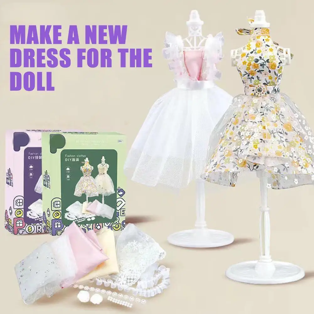 Dress Design Craft Making Kit Fashion Design Kit Exquisite Doll Dress Making Set For Party Beginner Girls Children's Gift