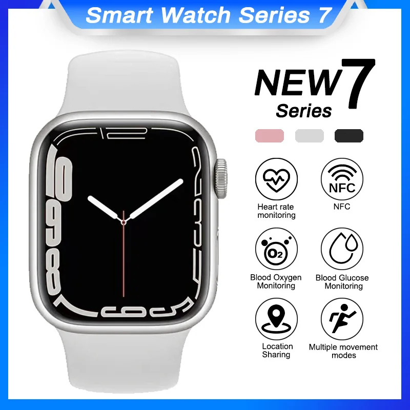 

2022 New Smart Watch Series 7 NFC Door Acce 1.75 Inch IP68 Waterproof Non-invasive Blood Glucose Monitoring SmartWatch Men Women