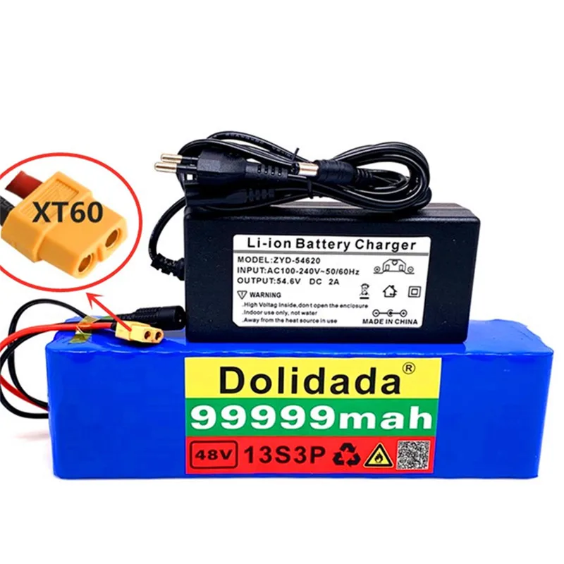 Фото 48v999mah 1000w 13S3P XT60 48V комплект литий-ионный батарей 99999mah для 54,6 v E-bike Электрический велосипед Скутер с BMS + зарядное устройство №5