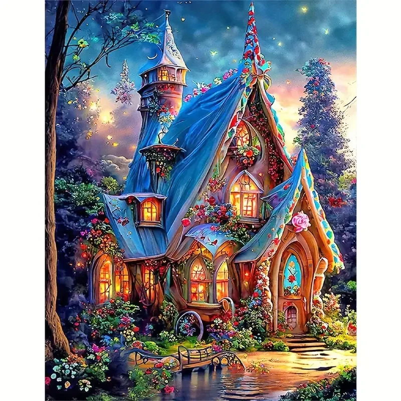 

GATYZTORY Diy Frame Painting By Numbers Starter Kits Forest House Picture Drawing Coloring By Numbers For Adults Handicrafts Hom