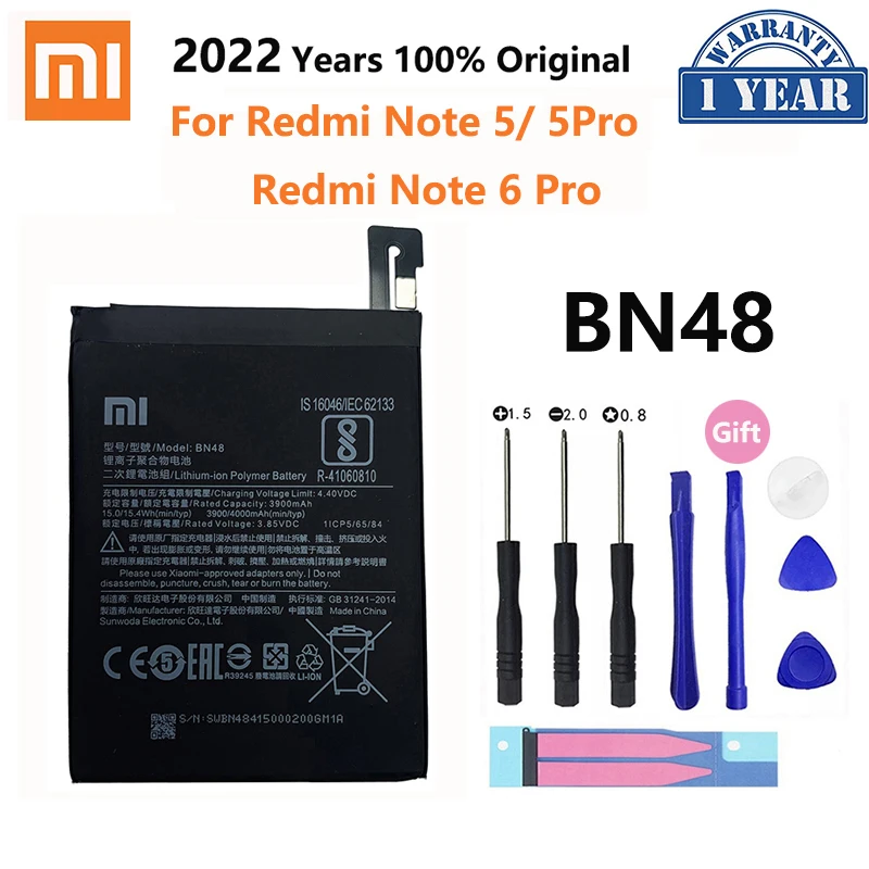 

Оригинальный аккумулятор Xiao Mi BN48 для Xiaomi Redmi Note 5 Note5 Note6 6 Pro высококачественные сменные батареи для телефона 4000 мАч