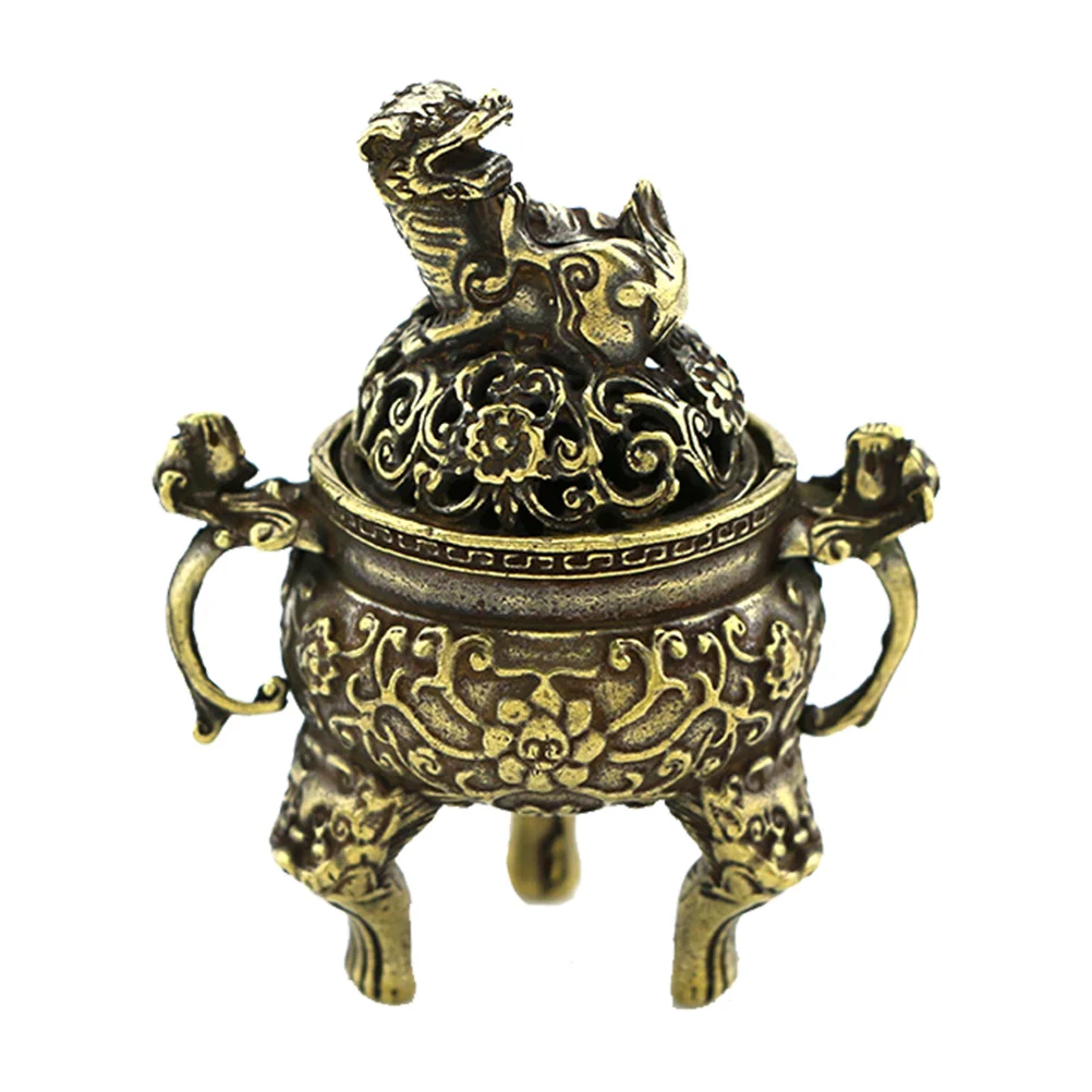 

1PC Tea Ceremony Adornment Antique Double Ear Censer Decor (Brown)