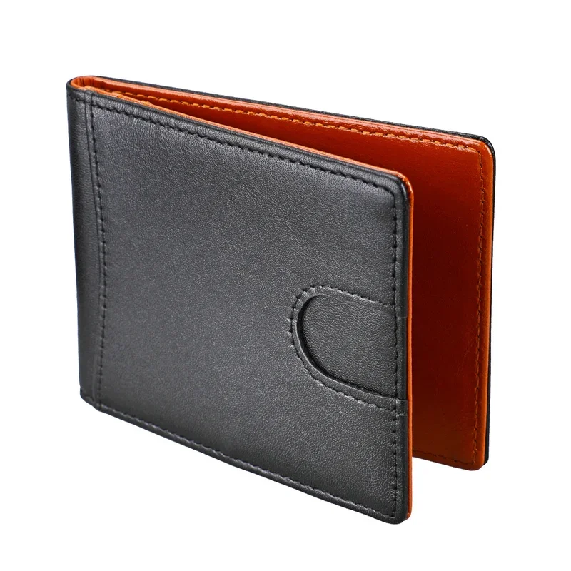 

Genuine Men's Male For Clamp Money Card Women Bill Purse Case Leather Credit Cash Female Holder New Wallet Metal Anti Clip