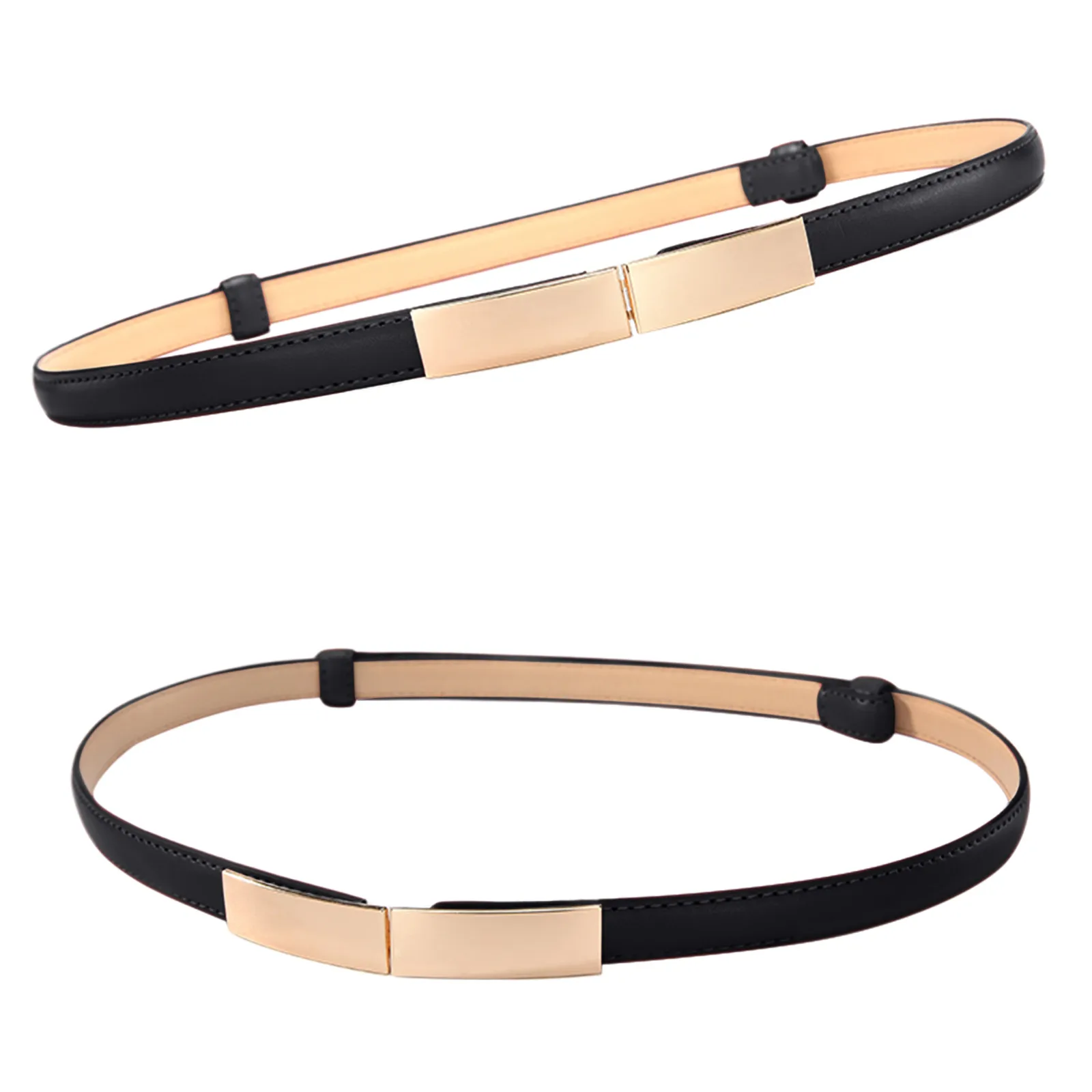 

Women Skinny Leather Belt Ladies Slim Belt Metal Buckle Thin Elastic Fashion Dress Belt Accessories Lady Waistbands YJ