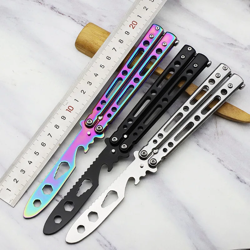 

Beginner Butterfly Knife Foldable Butterfly Practice Knife Training Knife All-Steel Butterfly Play Knife Unedged Butterfly Knife