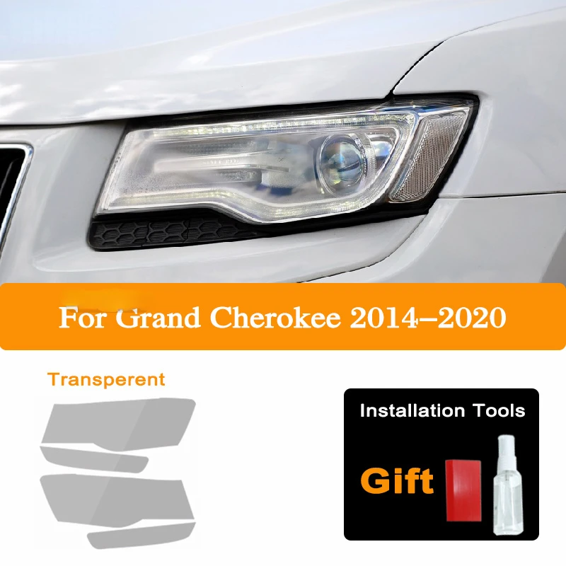 

For Jeep Grand Cherokee WK2 2014-2020 2019 Car Headlight Protection Tint Film Smoke Black Transparent TPU Protective Sticker