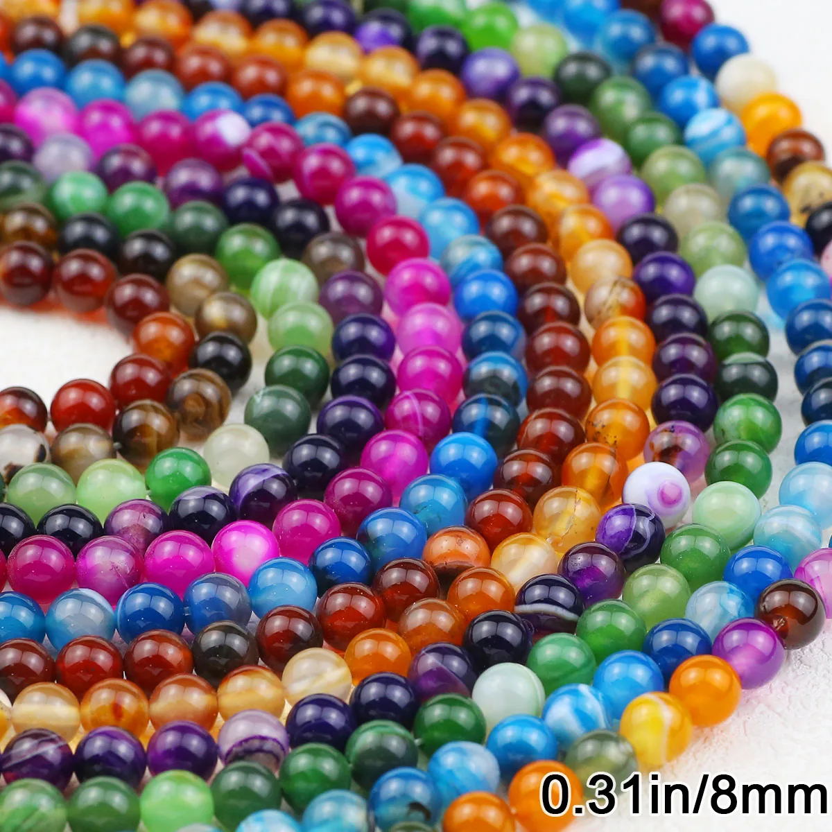 Натуральный 8MM Полосатый Агат Камень Проставки Круглый Свободные Бусины Для DIY