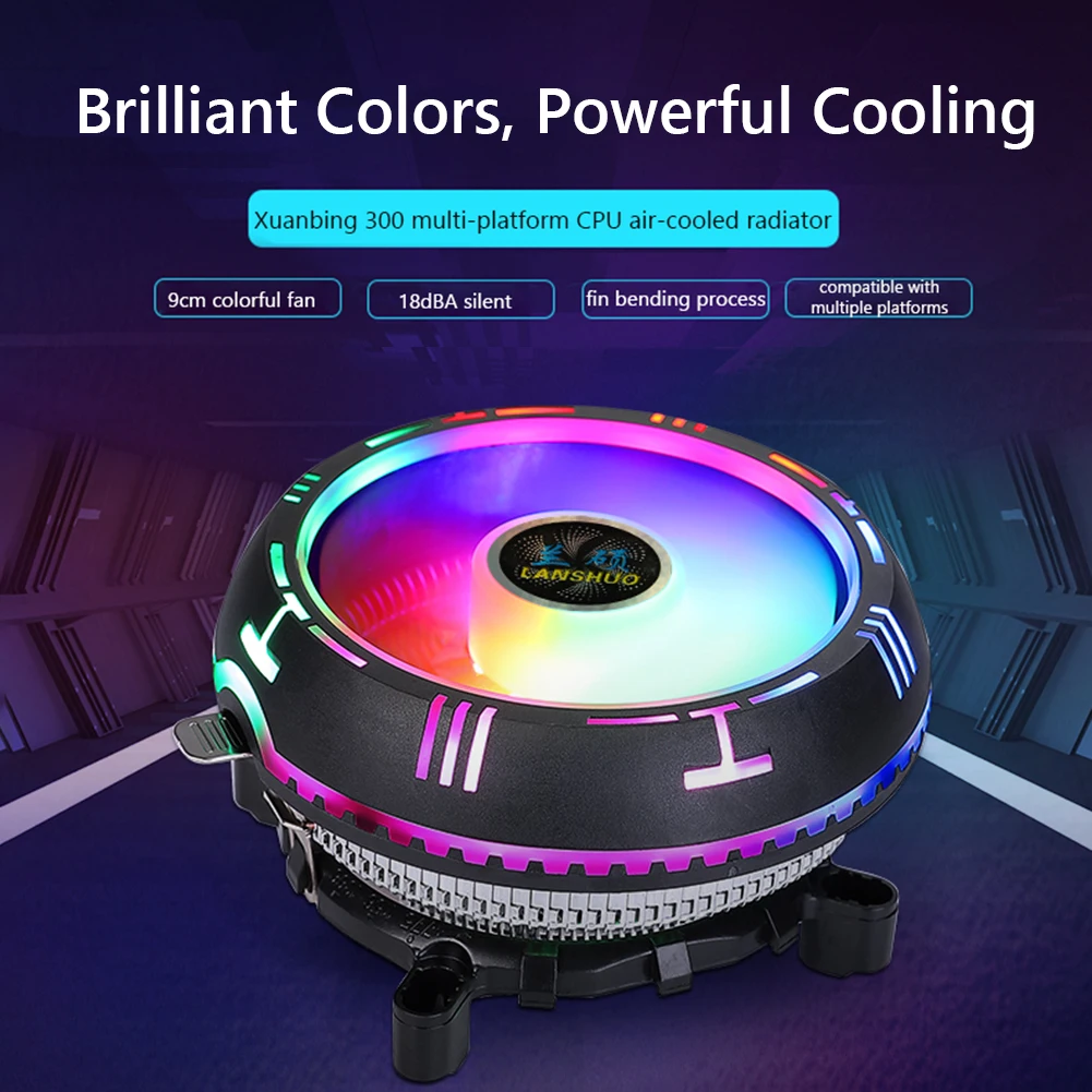 

LANSHUO Cooling Fan Rainbow RGB Low Profile CPU Air Cooler hydraulic bearing for AMD AM4 AM3+ X79 X99 LGA 775 1150 1151 1155