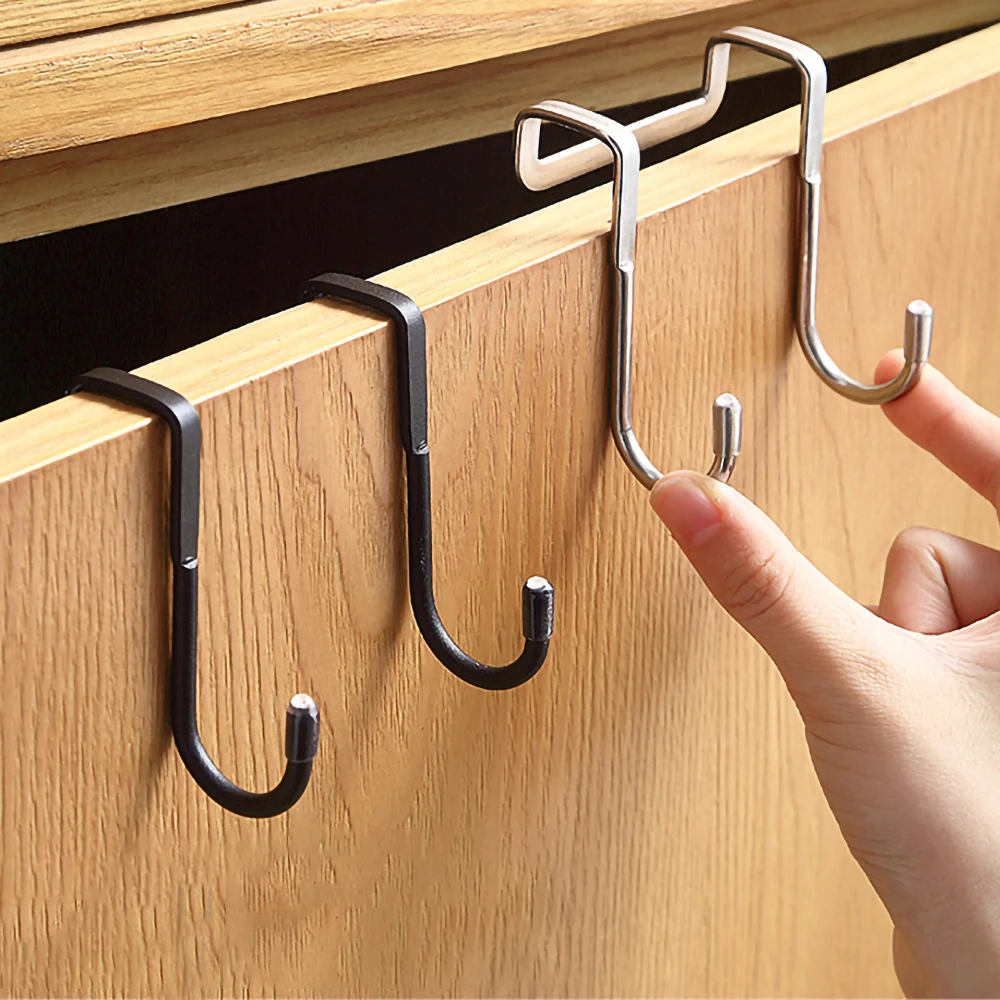 

Stainless Steel Storage Hook Double S-Shaped Door Hanger Hook For Bathroom Kitchen Towel Storage Hanger Home Wall Door Organizer