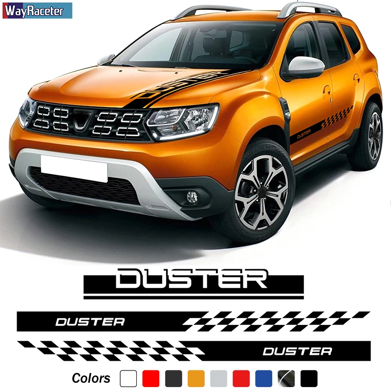 

Racing Sport Car Hood Decal Bonnet Body Kit Side Stripes Skirt Sticker For Renault Dacia Duster Accessories
