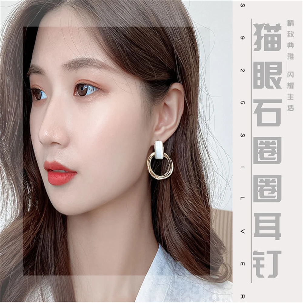 Женские серьги из искусственной керамики маленькие и изысканные металлические