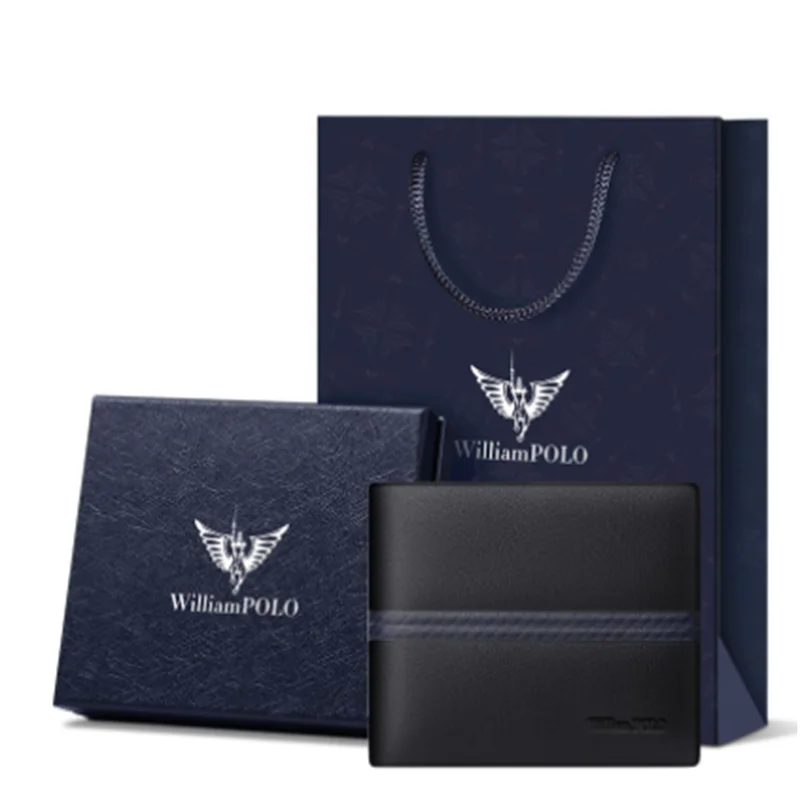 2022  new men's wallet WILLIAM POLO Wallet Men ID Card Holder Wallet Men  Leather   Men Bags Holiday Gifts