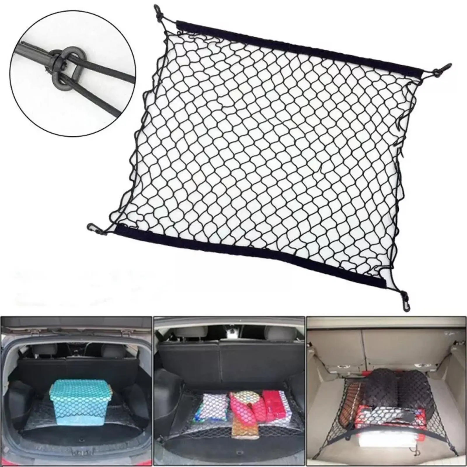 

70cmx70cm Car Trunk Net Boot String Mesh Elastic Nylon Luggage Net Trunk Holder Back Cargo Rear Organizer Storage O6S5