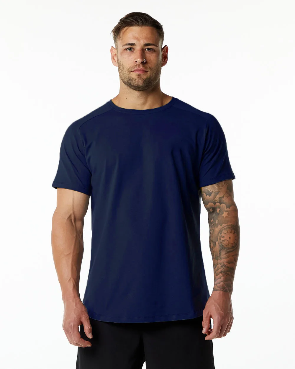 

Summer Europe and the United States large size sports fitness short sleeve men's cotton round neck solid color casual T-shirt
