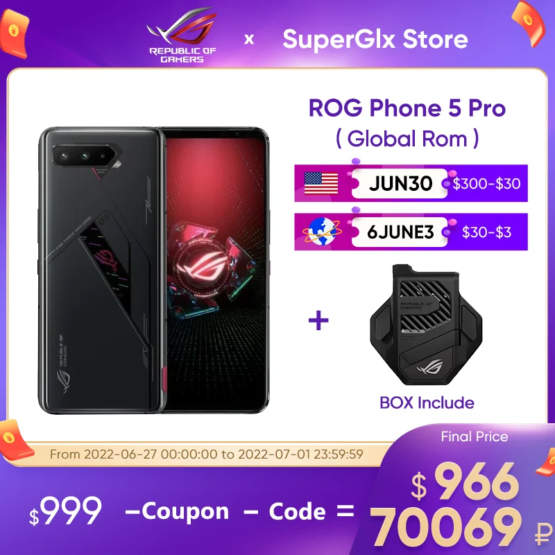 

Global Rom Asus ROG Phone 5 Pro 5G Gaming Phone 16GB 512GB 144Hz Display Snapdragon 888 6000mAh Fast charging 65W Smartphone