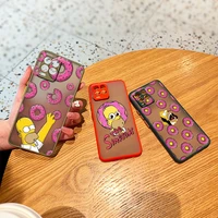 cartoon the simpsons for oppo reno7 6 z 5 find x2 pro plus a94 a74 a72 a53 a54 a93 a9 2020 frosted translucent phone case