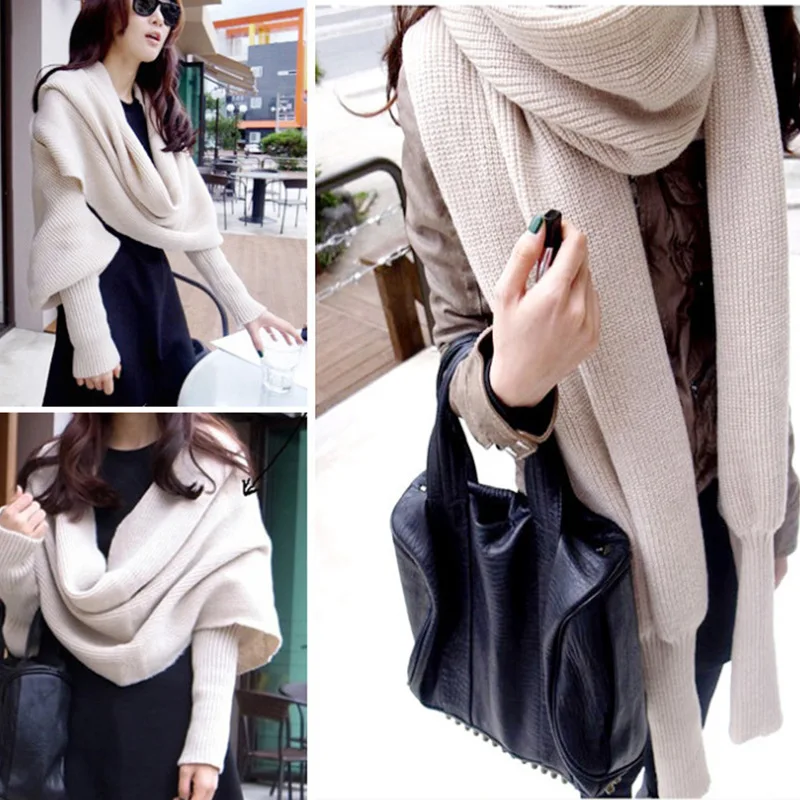 Новинка мужские женские шарфы унисекс вязаные рукава и комплект для мальчиков