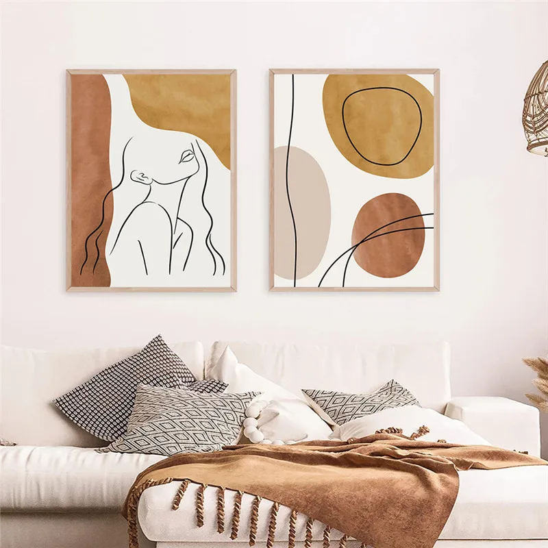 

Abstract Woman Boho Poster Female Face Line Print Canvas Painting Modern Wall Art Picture Living Room Decoration Home Decor